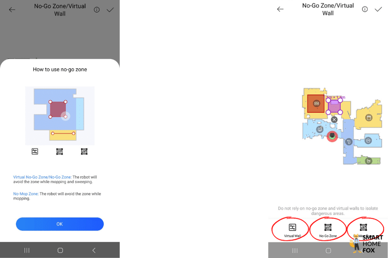 Запретные зоны устанавливаются в приложении Dreame L10s Pro.